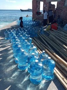 Water arriving on the island