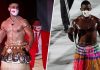Tonga’s shirtless flag bearer meets his Vanuatu rival – sending twitter fans into frenzy