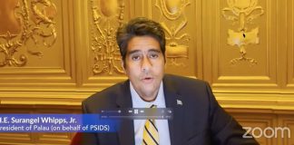 Palau President Whipps asks world leaders to support Pacific maritime boundaries declaration