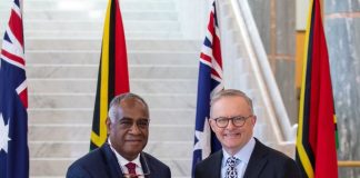 Vanuatu PM down under after inking security pact