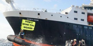 Greenpeace and Indigenous activists challenge deep dea mining expedition in the Pacific Ocean