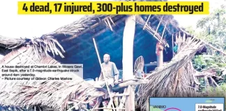 Four dead, 17 injured and more than 300 plus home destroyed in PNG quake