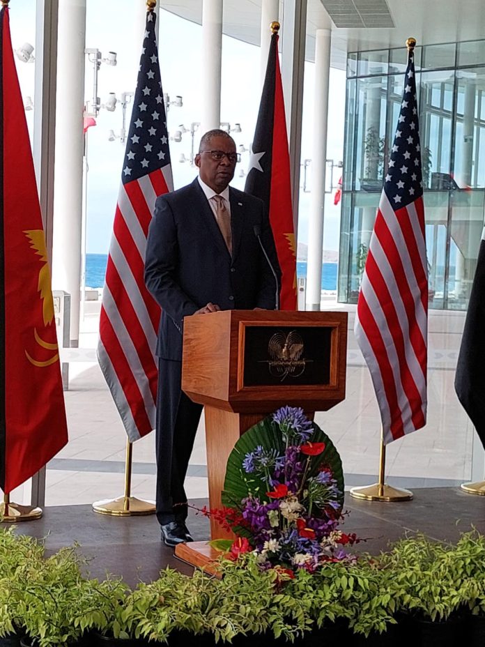 US Defence Secretary Austin meets with Papua New Guinea leaders about boosting security ties