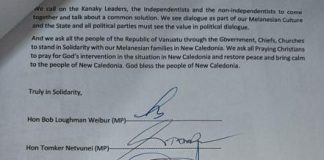 ‘Stop the violence and killing against Kanaky people’: Vanuatu MPs from Tafea Province