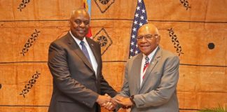 Fiji PM meets with U.S Secretary of Defence Lloyd J. Austin III