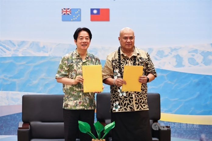 Taiwan President Lai signs communique in Tuvalu
