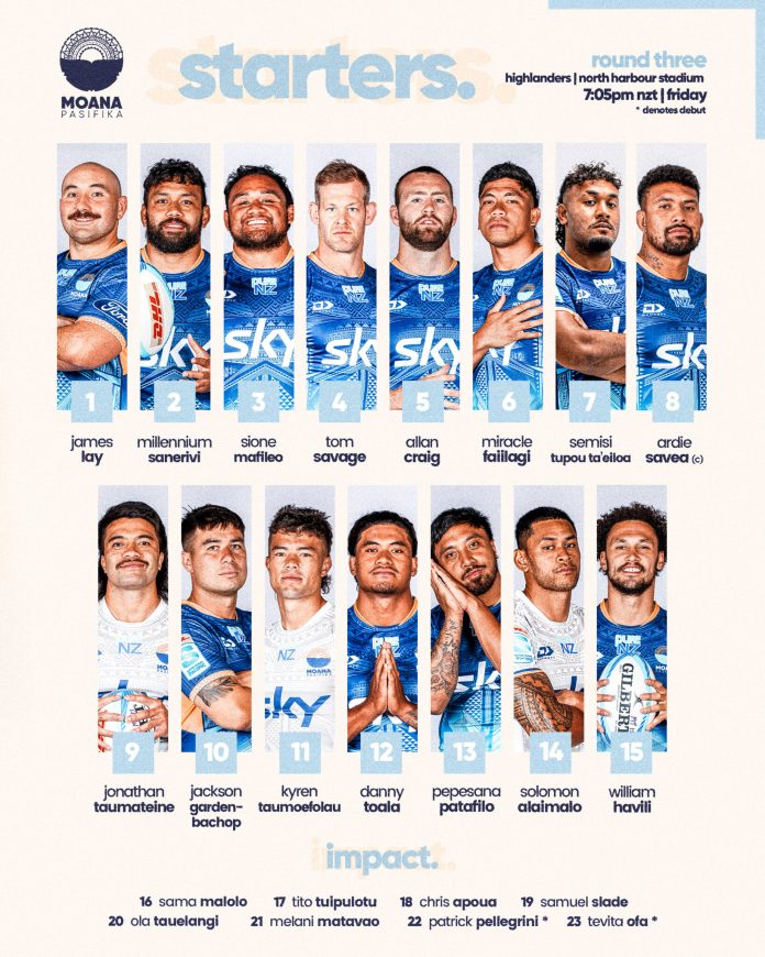 Exciting Moana Pasifika backs duo named for Super Rugby debut against Highlanders