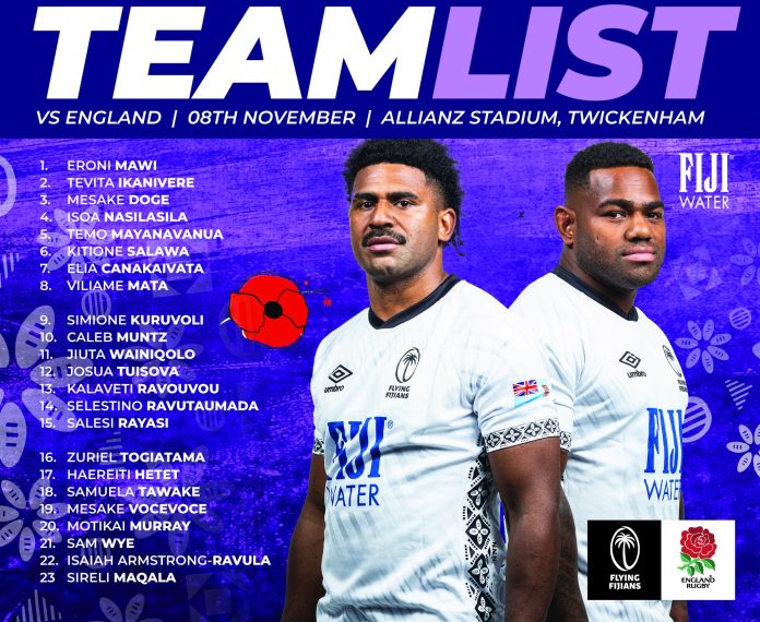 Flying Fijians coach Byrne names side to hunt another English scalp