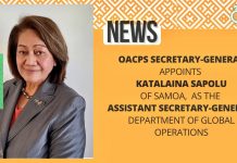 OACP SG appoints Katalaina Sapolu of Samoa as Assistant SG for global operations