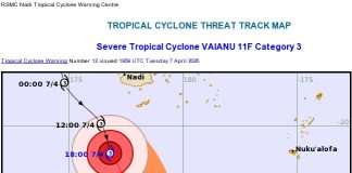 TC Vaianu slowly moving away from Fiji