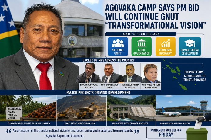 Agovaka camp says PM bid will continue GNUT “transformational vision”