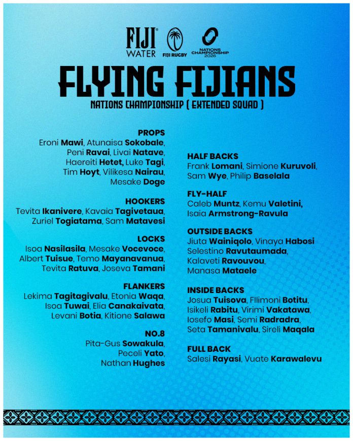 Seruvakula names Flying Fijians 50-member extended squad for Nations Championship