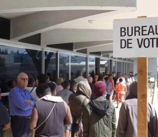Walking to the polling booth in Noumea