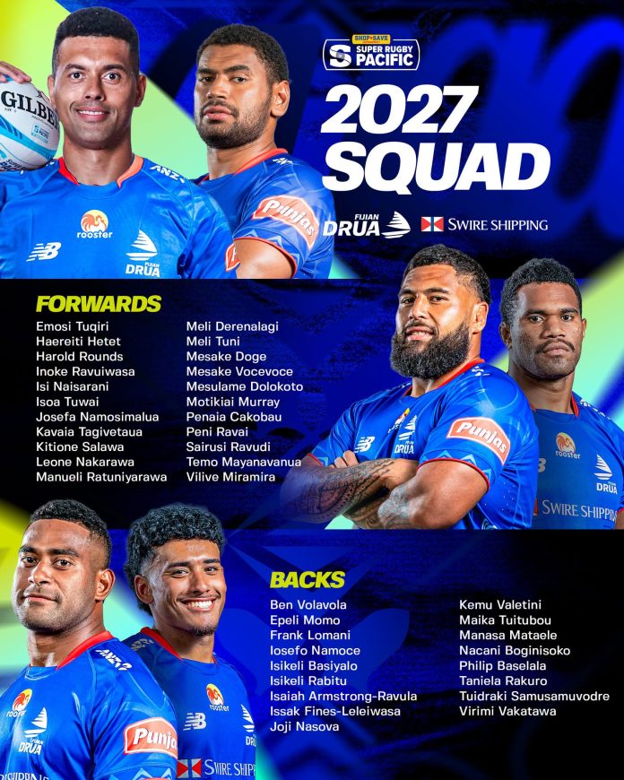 Fijian Drua unveil 2027 squad featuring 29 Flying Fijians and seven new signings
