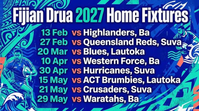 Fijian Drua confirm 2027 home fixtures across Suva, Lautoka and Ba